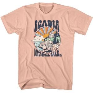 National Parks Acadia Colorful Sun Peach T-Shirt